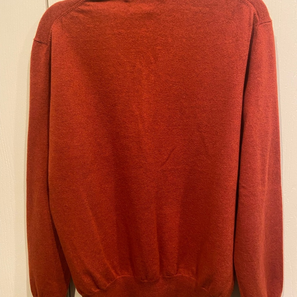 Polo  by Ralph Lauren Burnt Orange Mens V-Neck Logo Sweater Size Large - Picture 4 of 4